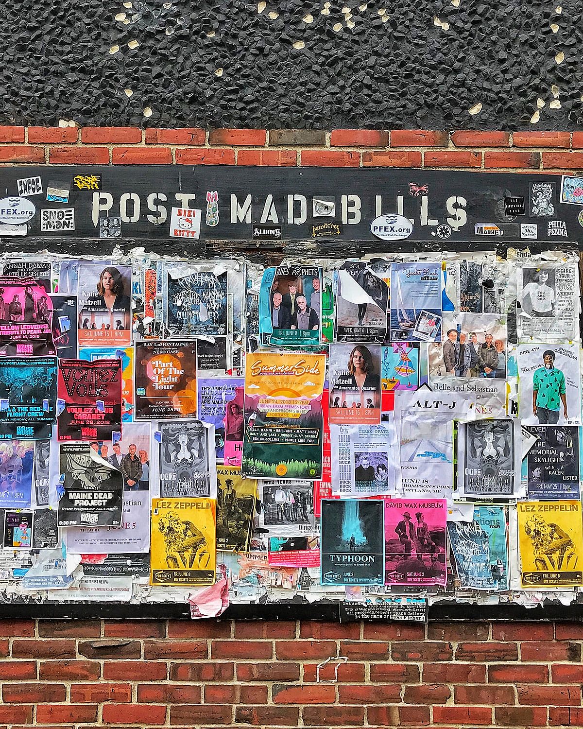 Post Mad Bills show board in Portland, Maine.